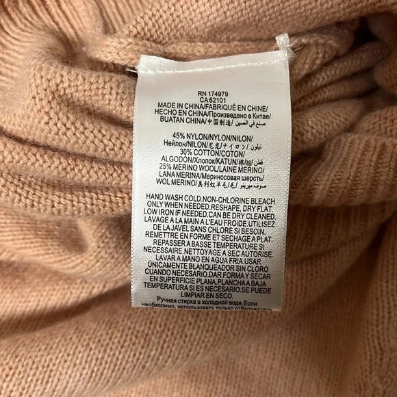 BCBGMAXAZRIA Merino Wool Mock  Neck Balloon Sleeve Crop Sweater, Size M - Picture 7 of 8